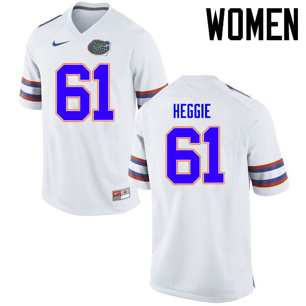 Florida Gators Women #61 Brett Heggie College Football Jerseys White